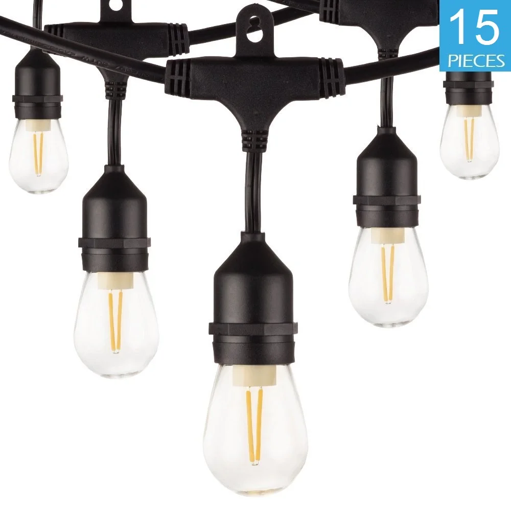 Waterproof 15M 15 LED String Lights Indoor Outdoor Commercial Grade E26 E27 Street Garden Patio Backyard Holiday Lighting | Лампы и