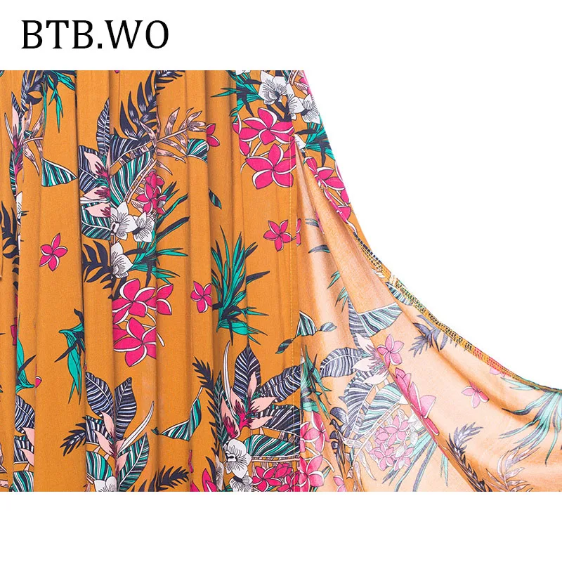 Модное Бохо длинное Макси платье для женщин цветочный принт v образный Вырез