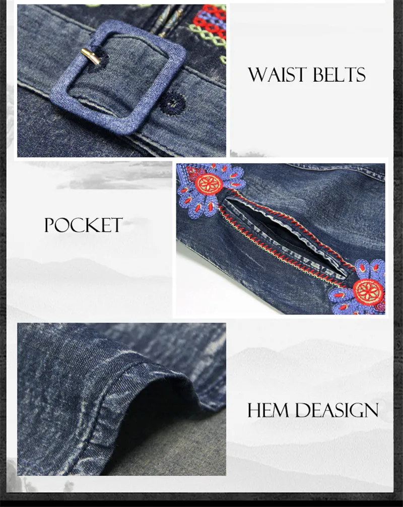 OMIKRON Boho, новинка, женское Синее джинсовое платье, Vestidos, рукав-фонарик, а-силуэт, женское платье, элегантное винтажное платье с вышивкой
