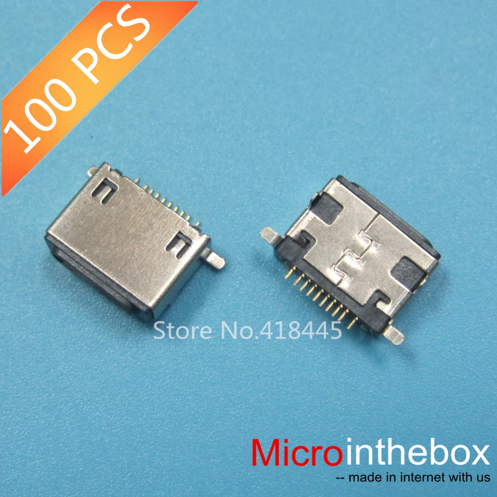 

100 шт./лот, коннектор для iphone, гнездовой разъем usb, 10 pins smd, Позолоченные коннекторы для корпуса батареи iphone