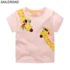 Детская футболка с аппликацией жирафа, с коротким рукавом