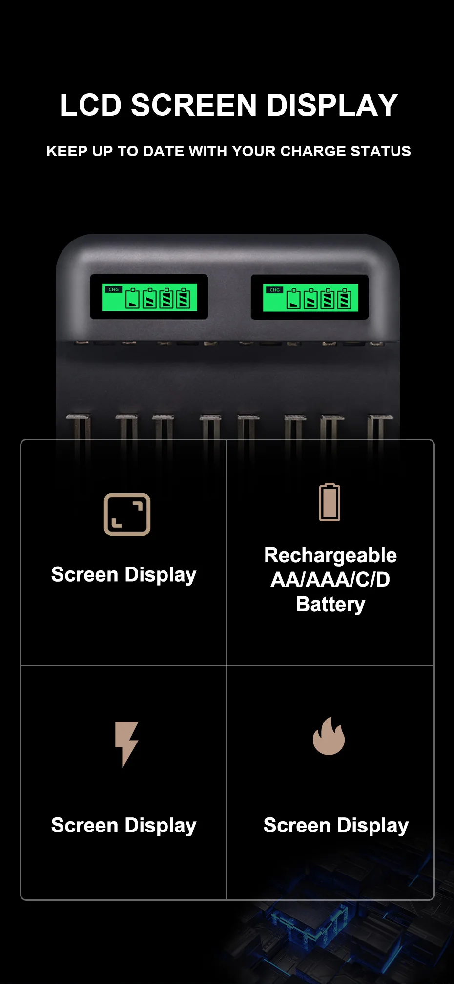 PALO D размер зарядное устройство lcd умное зарядное устройство для AA AAA SC C D размер батареи+ 4 шт 1,2 В 8000 мАч ni-mh аккумуляторная батарея D размер