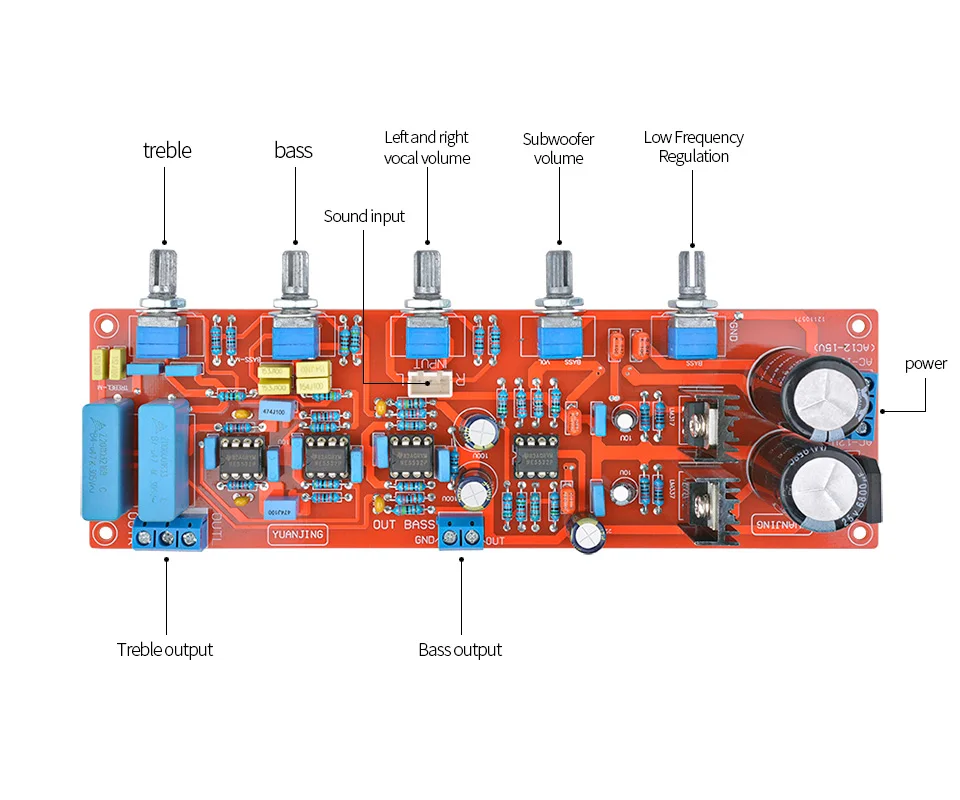 AIYIMA NE5532 сабвуфер предусилитель плата HiFi 2,1 тон предусилитель Регулировка громкости фильтр низких частот доска двойной AC12V