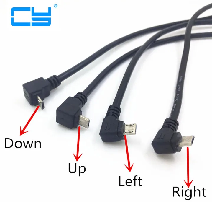 

USB 2.0 Micro-USB 5pin UP/Down Left Right Angled Male Connector to Female Extension Cable With screws Panel Mount Hole 30cm 50cm