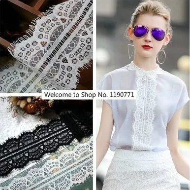

High Quality Wide 18CM Exports Europe United States Flne Eyelash Lace Fabric DIY Dress Yarn Wedding Accessories 6M/Pack
