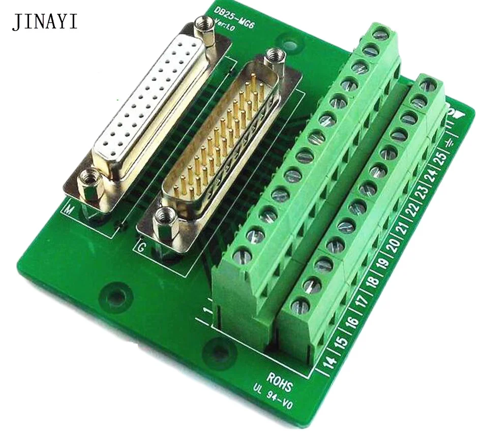 25 контактный DB25 D SUB женский Штекерный сигнал клемма PCB прерывательный модуль