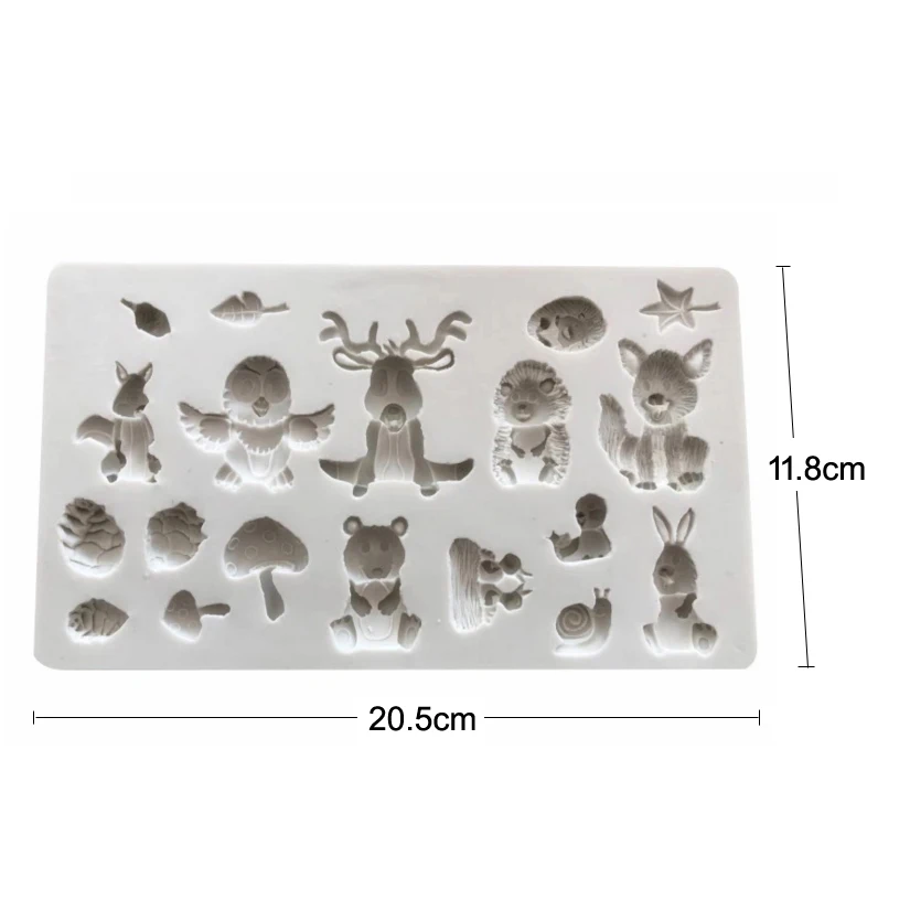 Forest Animals Mushroom Deer Owl Silicone Mold Sugarcraft Cupcake Baking Mold Fondant Cake Decorating Tools