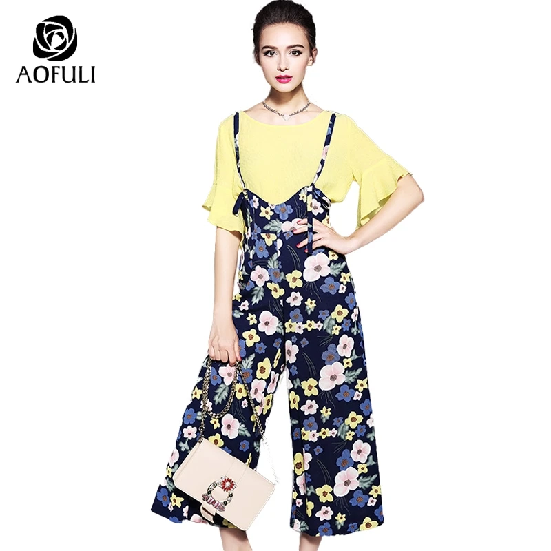 Женский комплект из 2 предметов с цветочным принтом в полоску S/M/L/XL летний топ