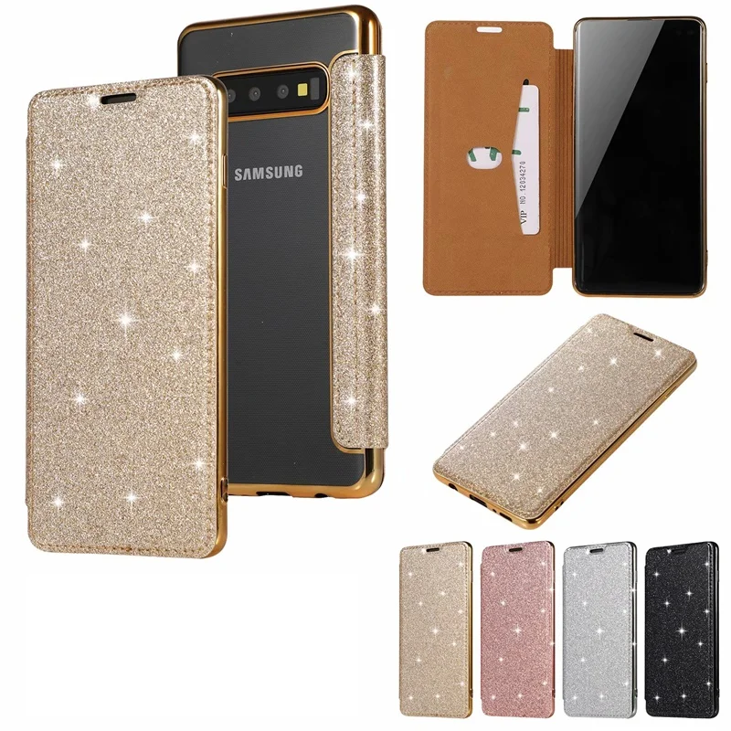 Чехол для Samsung Galaxy S10 чехол-книжка Plus lite S10e блестящий прозрачный мягкий