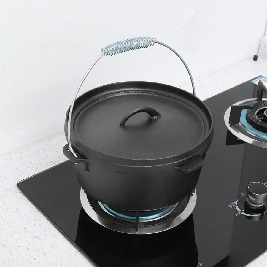 Портативная антипригарная чугунная кухонная посуда для барбекю на открытом