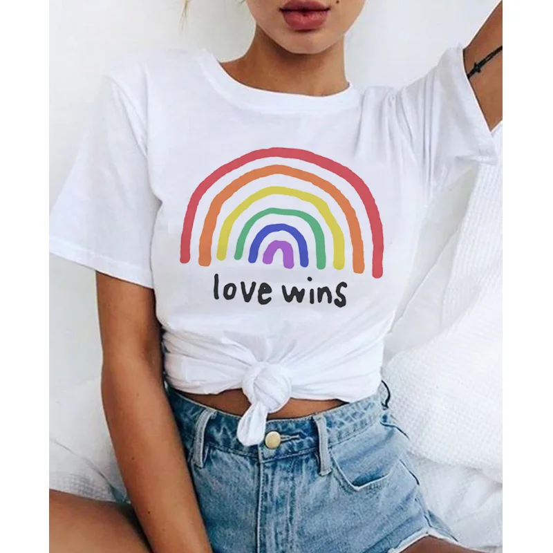 ЛГБТ Футболка Love Wins для женщин бисексуал лесбиянок геев love is Радужный Топ