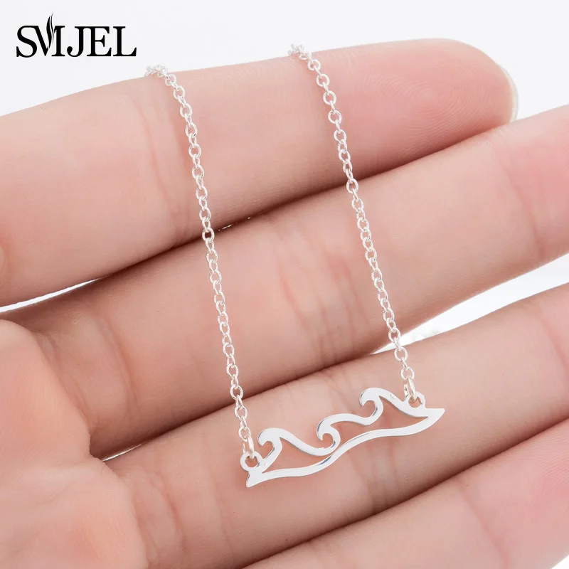 Ожерелье SMJEL из нержавеющей стали с волнистыми подвесками Пляжное свадебное