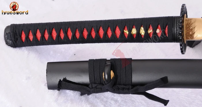 LYUESWORD полный Танг красный складной стальной японский меч катана даская масская