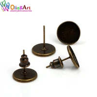 olingart 10mm 50pcslot bronze stud inlay earrings accessories diy jewelry making no nickel environmental protection