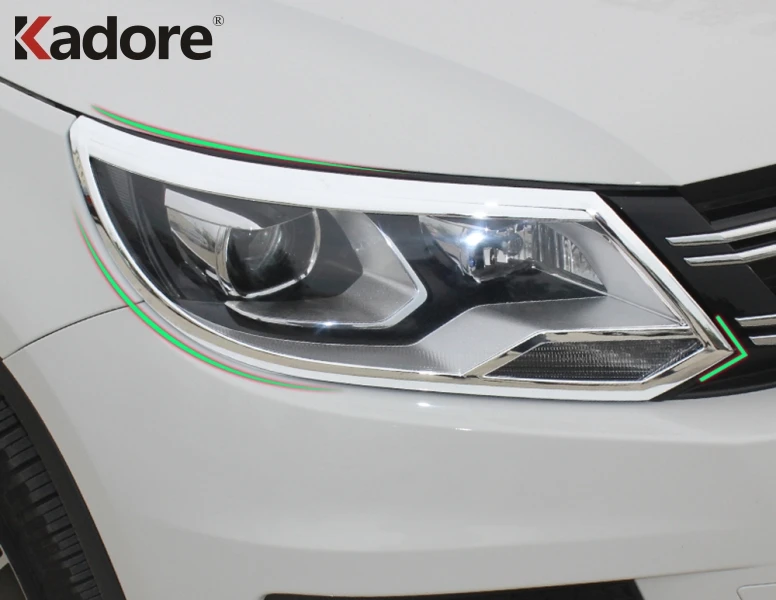 Аксессуары для стайлинга автомобилей, для Volkswagen Tiguan 2013, хромированный головной светильник, головной светильник, автомобильная лампа, абажур, декоративная накладка