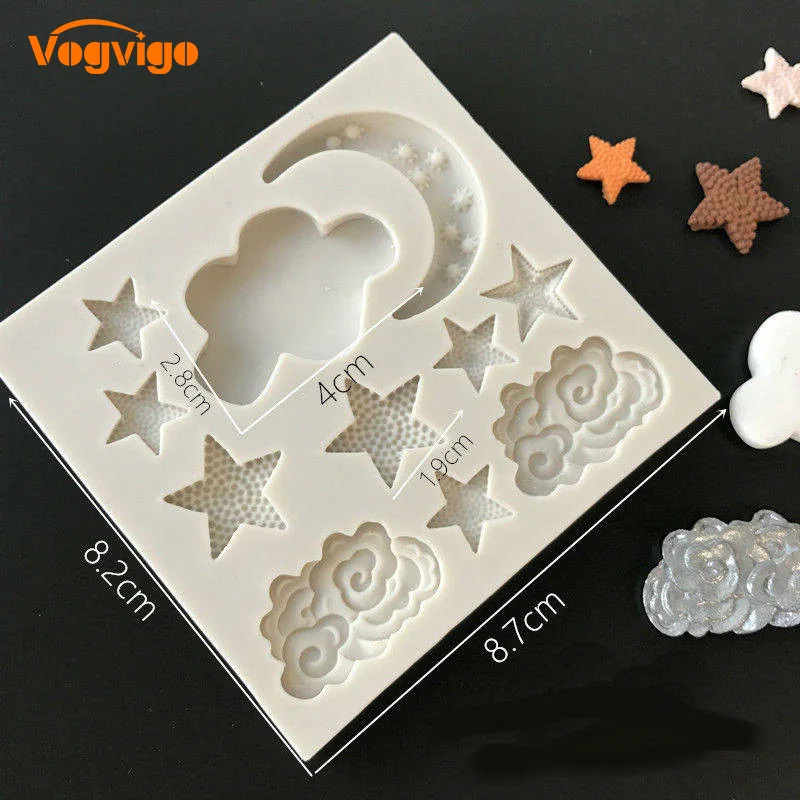 VOGVIGO луна и звезды облака Силиконовая Форма Fondant Mold дома (сахарная) инструмент