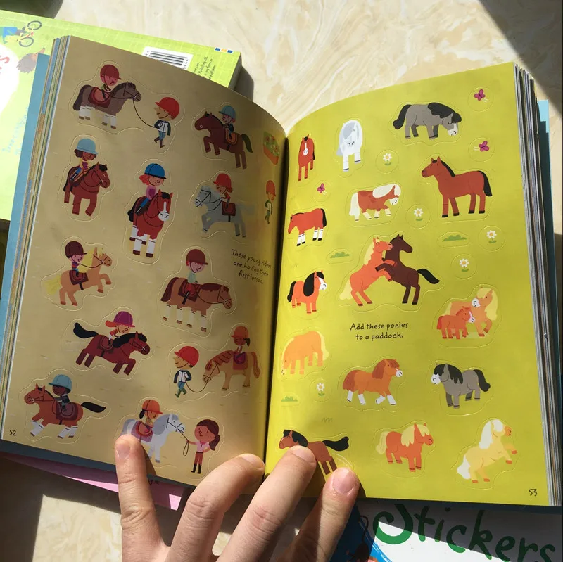 21*15,2 см детская 1000 многоразовая мультяшная наклейка s/Kids Baby Horse динозавр крутая летняя книги с наклейками для школы Kindergarden