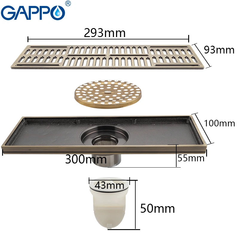GAPPO сливы Ванная комната душевой сток в полу прямоугольная напольная крышка