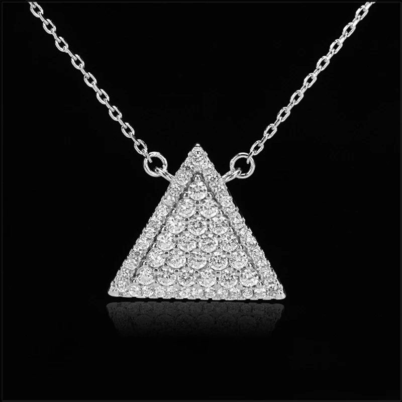 

High Quality 925 Sterling Silver Triangle Shape Elegant Necklace Pendants for Female Girls Wedding Jewelry