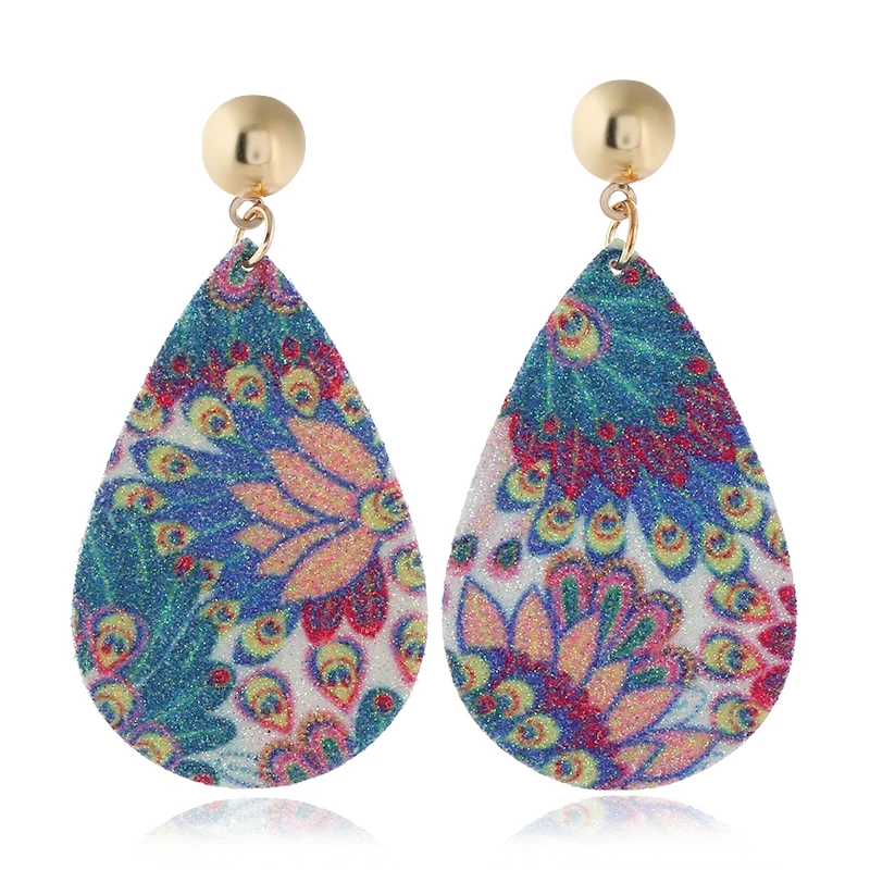 WNGMNGL 2018 Fashion Female Drop Earrings Romantic Elegant Statement Colorful PU Sequins Dangle For Women Jewelry Gift | Украшения и
