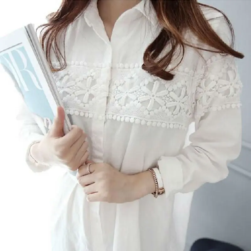 Белая кружевная блузка Rihschpiece Женский Топ и винтажные рубашки RZF170|womens tops and