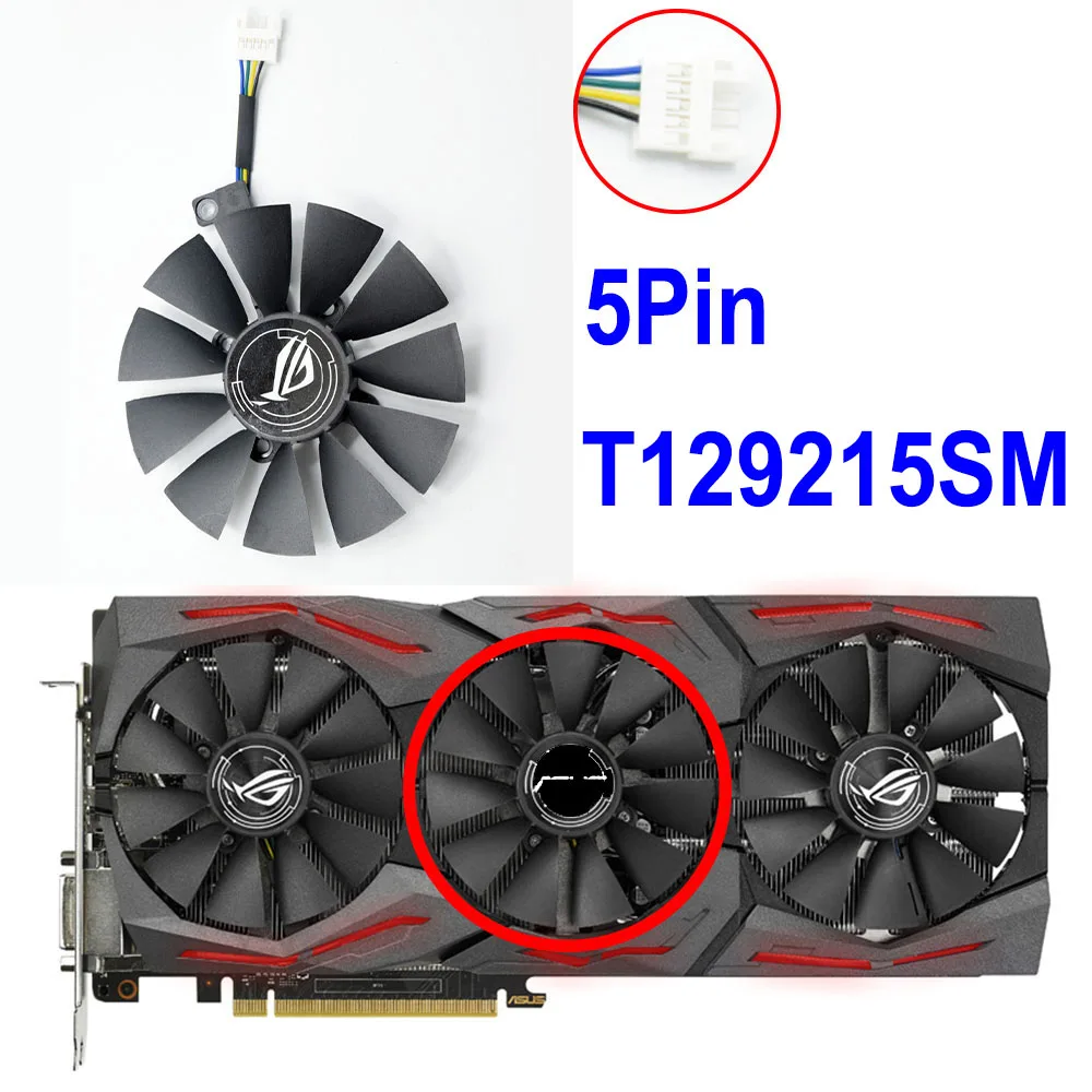 Для ASUS GTX980Ti R9 390X390 GTX1070 87 мм PLD09210S12HH T129215SM 4Pin Графика карты охлаждающий вентилятор Cooler - Цвет лезвия: T129215SM 5Pin