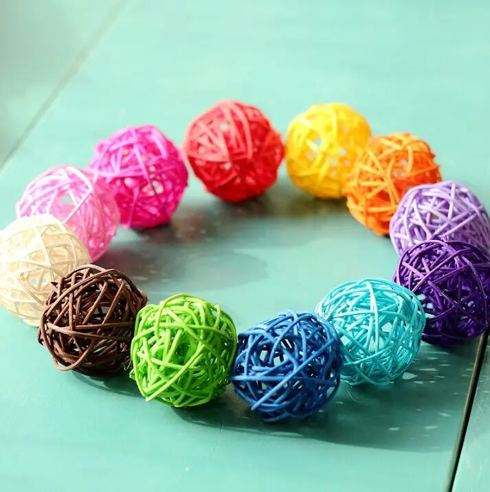 8pcs/lot Mix color Decor Rattan Wicker Cane 40mm &amp 50mm Decoration Balls for Home Garden Patio Wedding Birthday Party decoration | Дом и