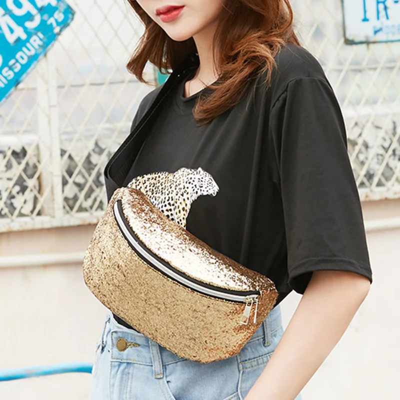 Новинка 2019 модные блестящие поясные сумки для женщин дорожная поясная сумка