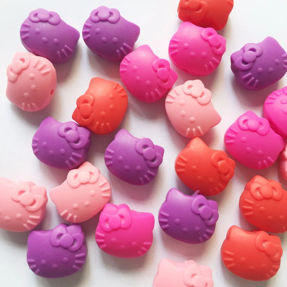 20 шт. мультфильм Hello Kitty Силиконовый бисер еда без бисфенола-а Силиконовые Прорезыватели для зубов детский Прорезыватель жевательный