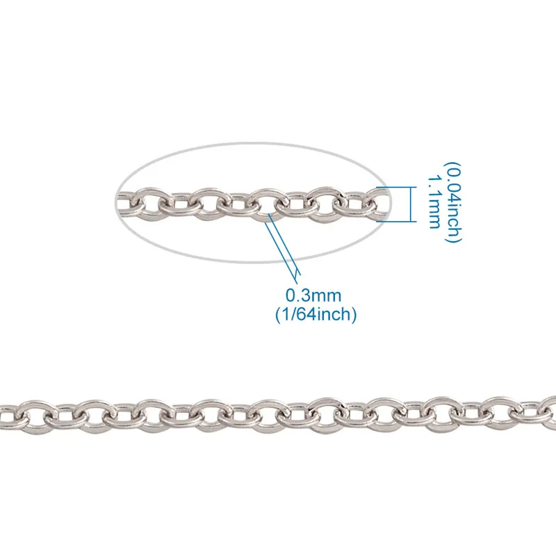 1.1x0.3mm 304 Stainless Steel Cable Chains for Jewelry Making Findings DIY Supplies with Spool about 10m/roll F60 | Украшения и