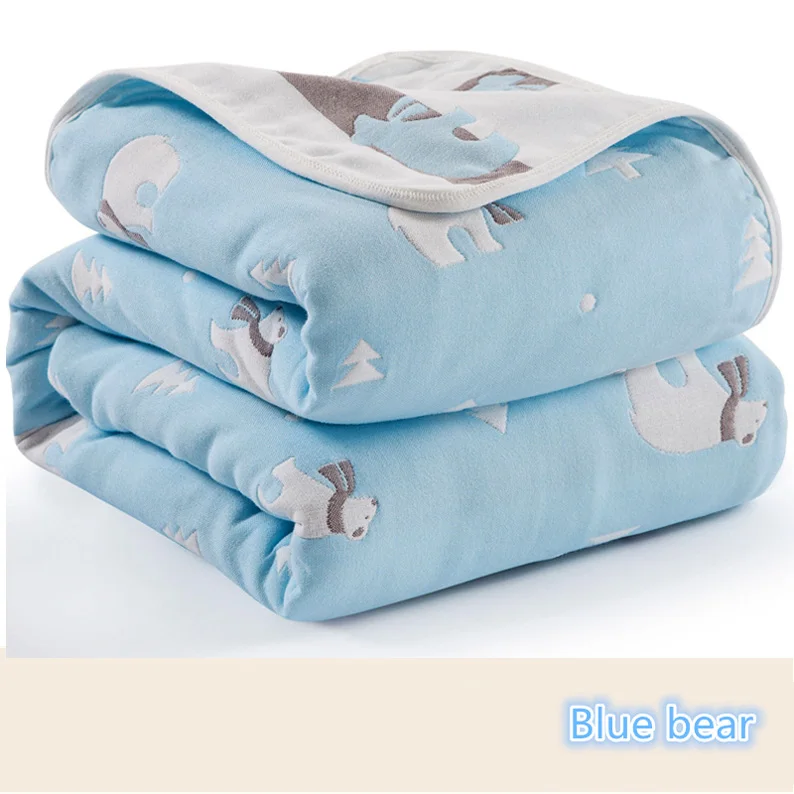 Blue bear S Детские одеяла для новорожденных Муслин Хлопок 6 слоев Толстая пеленка дети хлопчатобумажное одеяльце Детские обложки постельные принадлежности - Цвет: Blue bear S