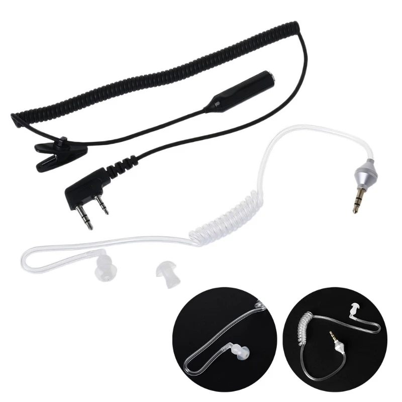 

New 2-Pin PTT Mic Headset to 3.5mm Air Acoustic Tube Earpiece for Baofeng UV-5R 888s hot