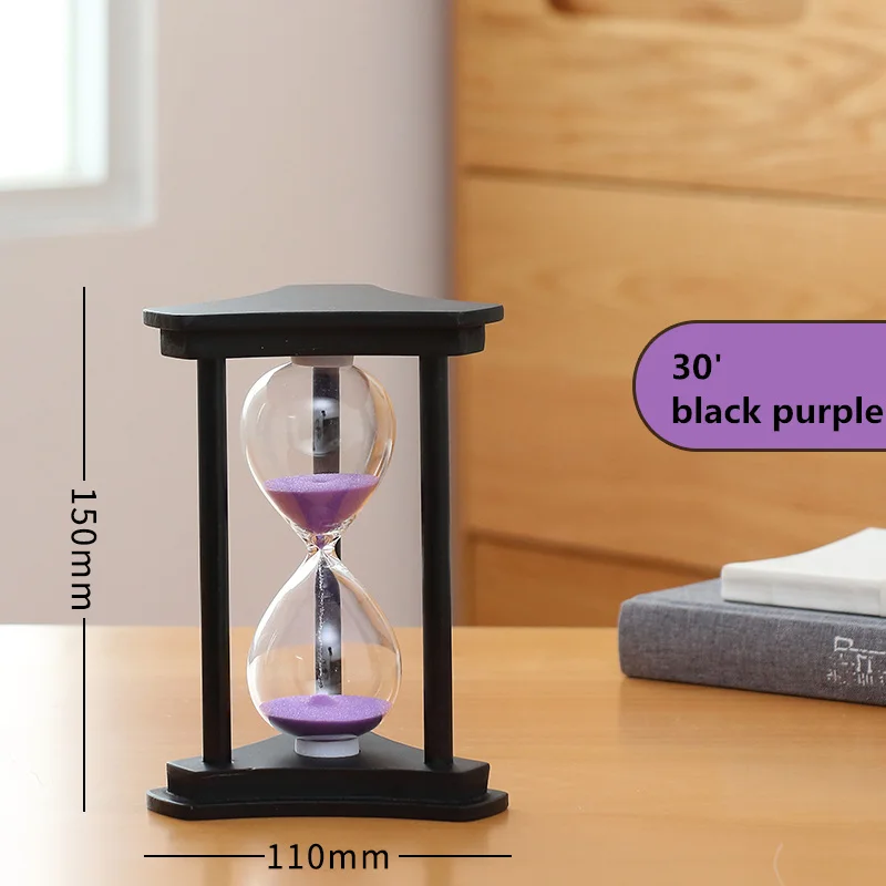 30 black purple Часовое стекло 30 минут таймер отсчета Вниз Деревянный Песок стекло часы синхронизации домашний стол украшение Свадебные сувениры для гостей SL-SZSL - Цвет: 30 black purple