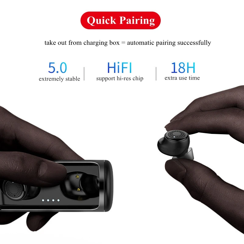 TWS 5.0 True Wireless Earbuds Mini Stereo Bluetooth Earphone Twins Waterproof Sport Earphones with Charging Case for Phone | Электроника