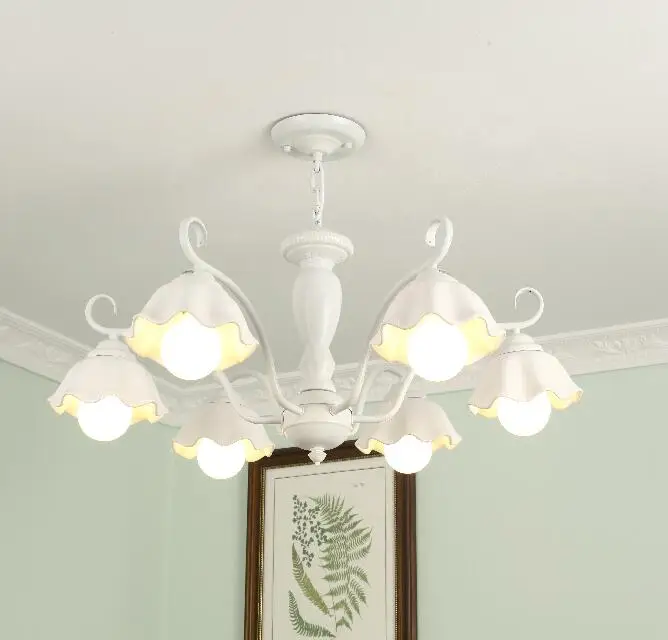 Artpad современный дачный цветочный абажур Hanglamp розовый зеленый белый скандинавский подвесной светильник для спальни гостиной Кабинета светодиодный - Цвет абажура: I