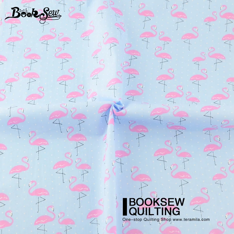 Booksew Blue 100% New Arrival Cotton Twill Fabric Red Crowned Crane Pattern Bedding Set Dolls Scrapbooking Quilting Crafts|quilt craft|cotton twill