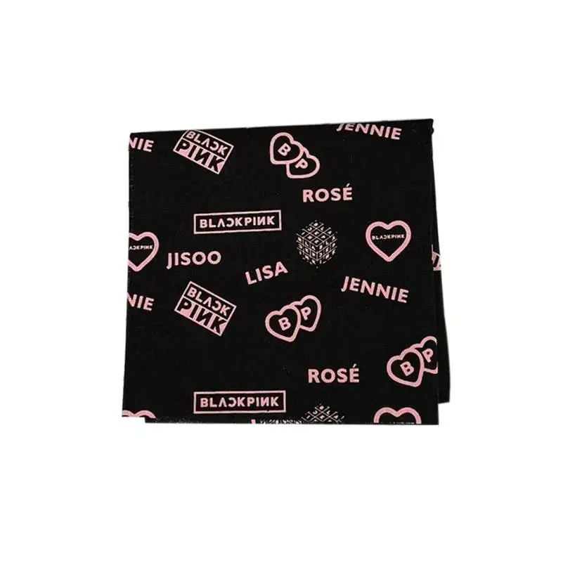 Горячая Kpop черная розовая хлопковая повязка на голову Lisa Rose JISOO JENNIE модная повязка на волосы "тюрбан" резинка на голову аксессуары для волос 55*55 см