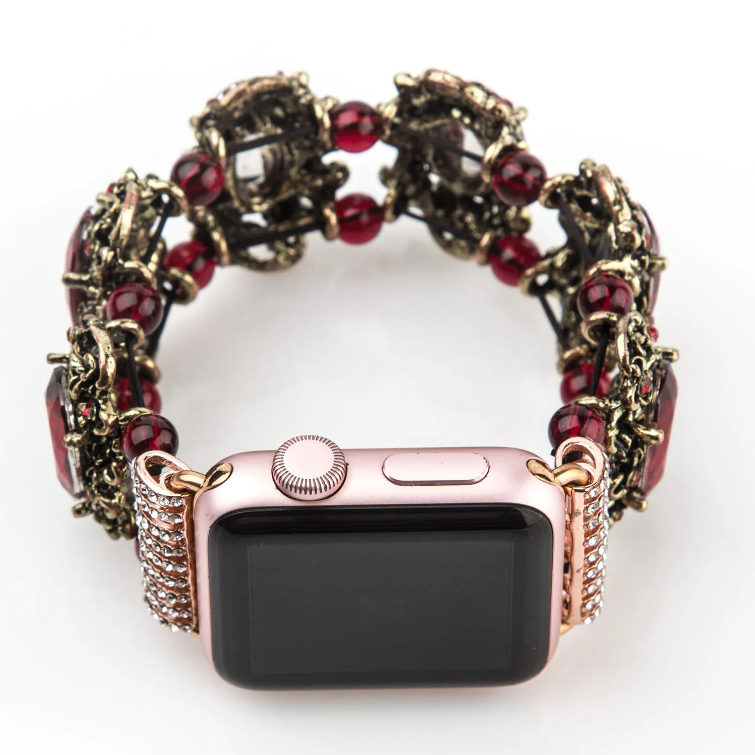 Красный синий шампань ювелирный браслет для Apple Watch Series 1 2 3 Band Драгоценный Камень