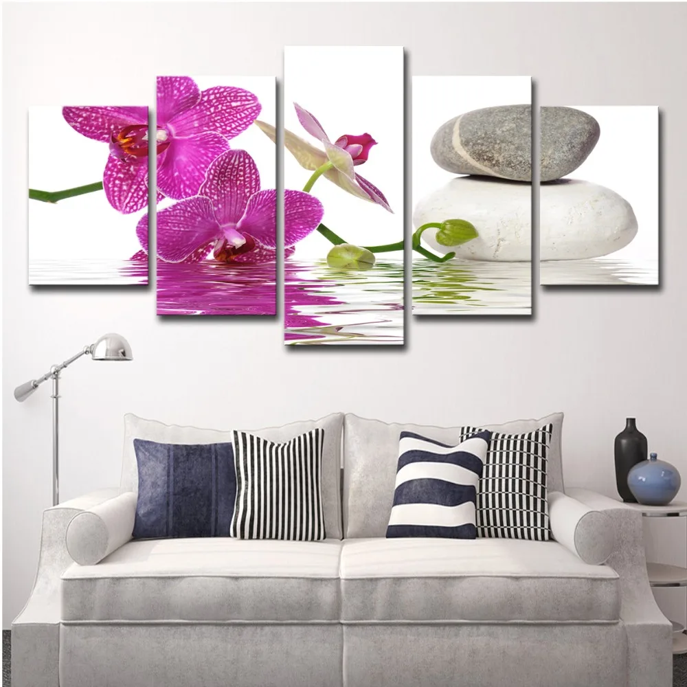 5 шт. Большая Современная фиолетовая бабочка Орхидея цветочный принт плакаты