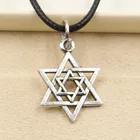Новая мода Звезда Давида ожерелье с подвеской в виде щита чокер Шарм черный кожаный шнур заводская цена ювелирные изделия ручной работы
