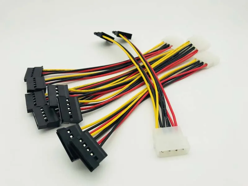5 шт. SATA кабель питания 4-контактный штекер-последовательный ATA 15pin x 2 разъем