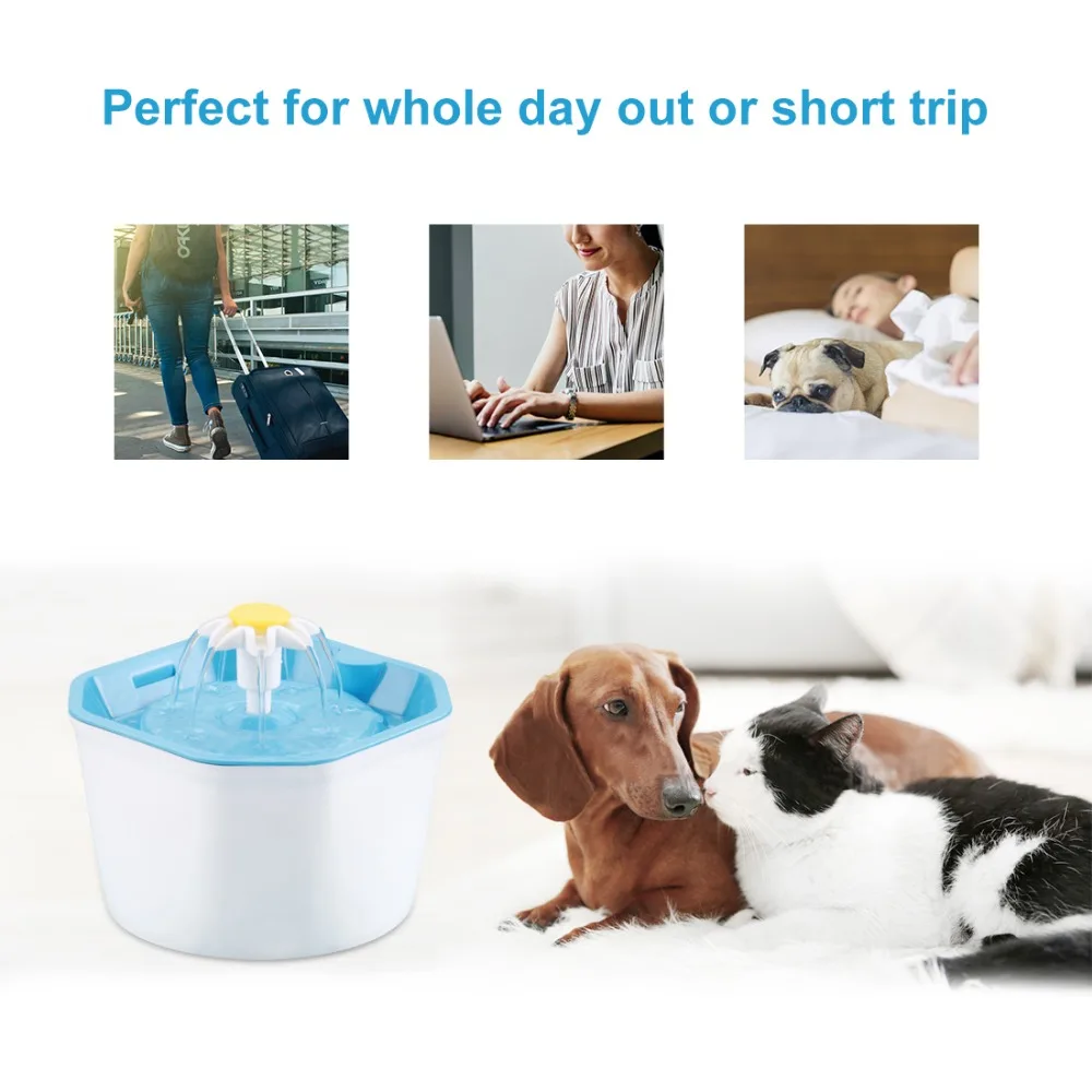 Pet Автоматическая кошка USB Фонтан воды 1.6L Электрический фонтан собака поилка