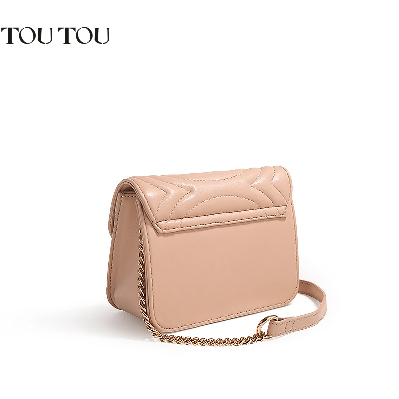 Женская сумка мессенджер TOUTOU универсальная розовая на одно плечо с цепочкой лето