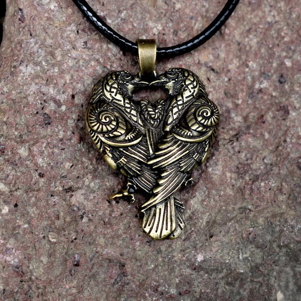 SanLan norse talisman Одина Воронов два ворона Huginn и Muninn кулон пара celtics ожерелье с вороной