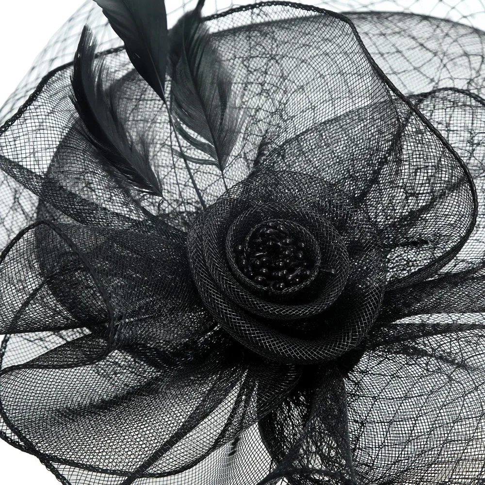 Женская заколка для волос Haimeikang черно белая Коктейльная в виде розовой шапки