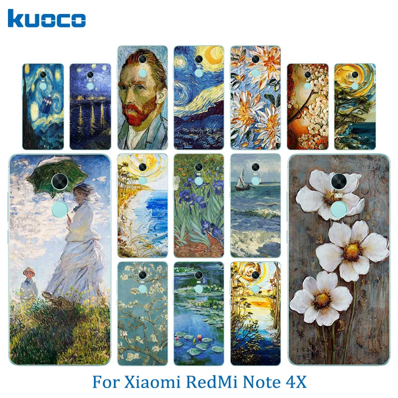 Для Xiaomi Redmi Note 4X чехол мягкий на заднюю панель телефона Ван Гог шаблон для 4 Чехлы
