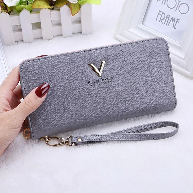 Женский кошелек на ремешке с отделением для карт и удостоверения личности