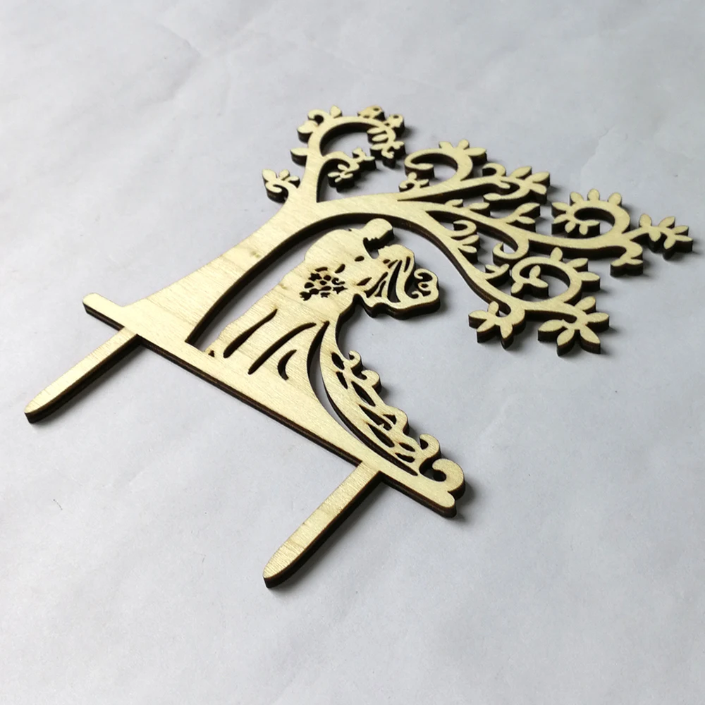 Новый запас деревянный Mr & Mrs Жених Свадебный Топпер для торта любовь вставка