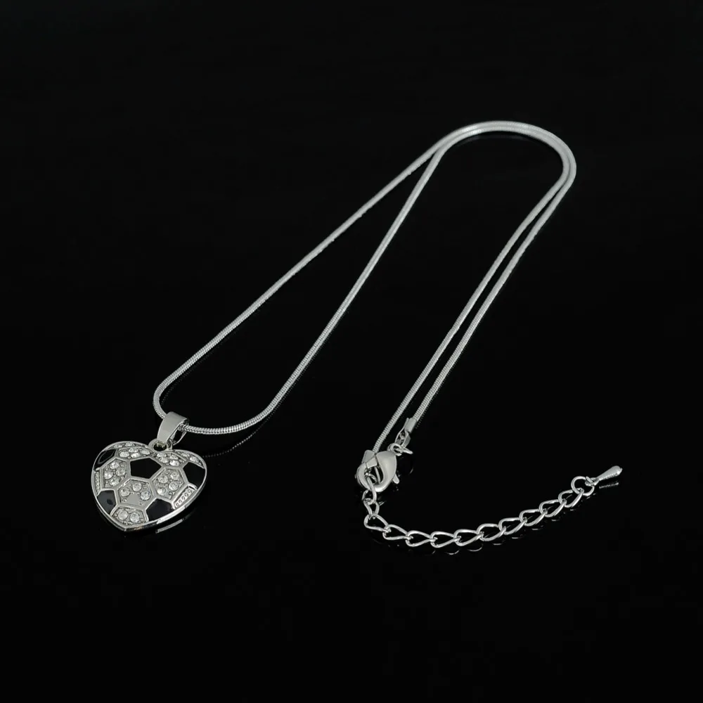 Fishhook Спортивное ожерелье в форме сердца хрустальный футбольный кулон из