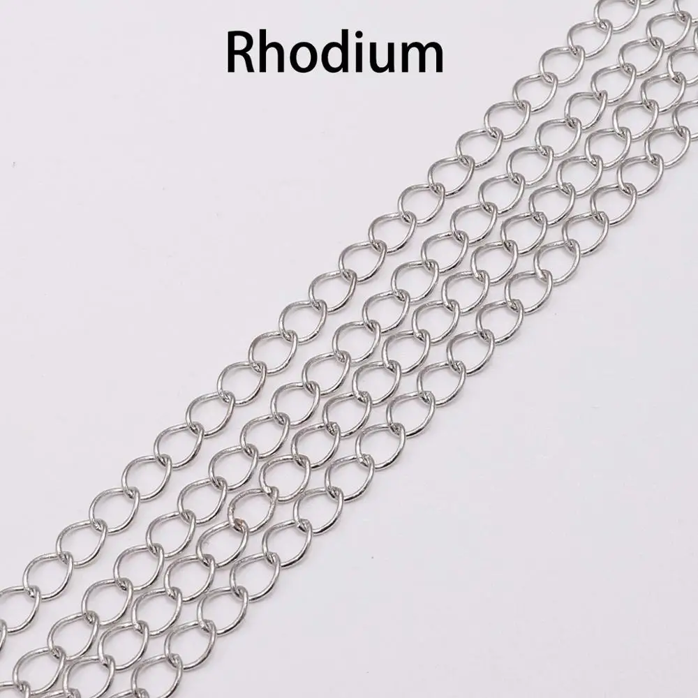 Rhodium 5 м/лот, 2,5, 2,8, 3,6, 4,8 мм, удлиненное удлинение, ожерелье, цепочки, хвост, удлиняющая цепь для самостоятельного изготовления ювелирных изделий, аксессуары - Цвет: Rhodium